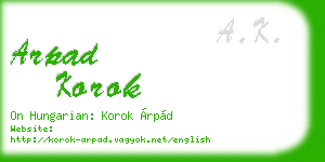 arpad korok business card